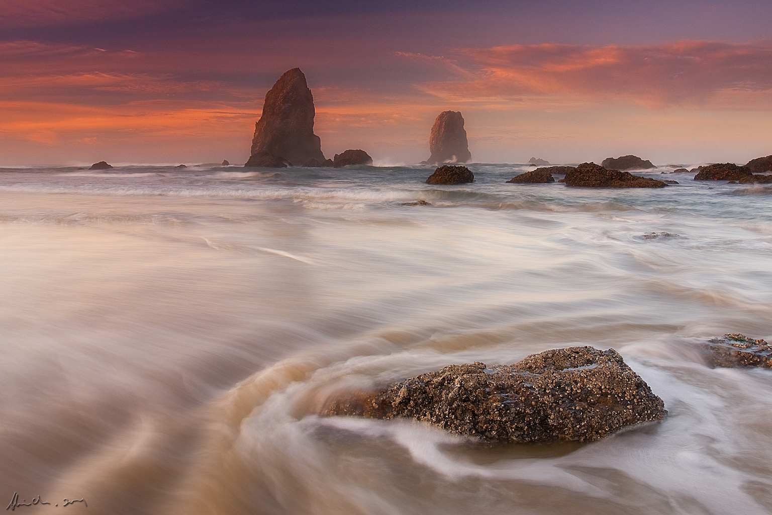 Wallpaper morning, beach, nature, rock, Oregon, sunrise, Canon