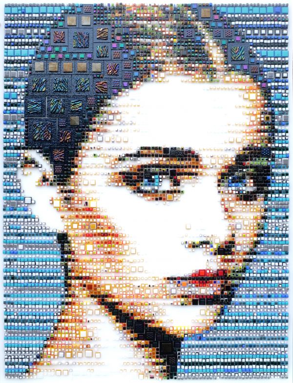 women,face,artwork,Isabelle Scheltjens,mosaic,portrait display