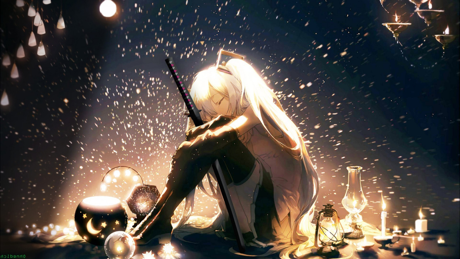 anime dívky, katana, hudebník, Vocaloid, Hatsune Miku, bicí, kytarista, zábava, Bubeník, představení, fáze, koncert, 1920x1080 px, hudební divadlo, rockový koncert, múzických umění