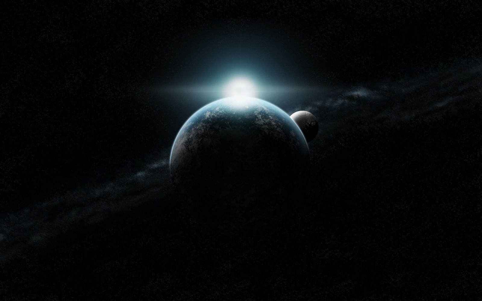 noc, planeta, prostor, Země, space art, Měsíc, měsíční svit, atmosféra, světlice, astronomie, půlnoc, tma, vesmír, astronomický objekt