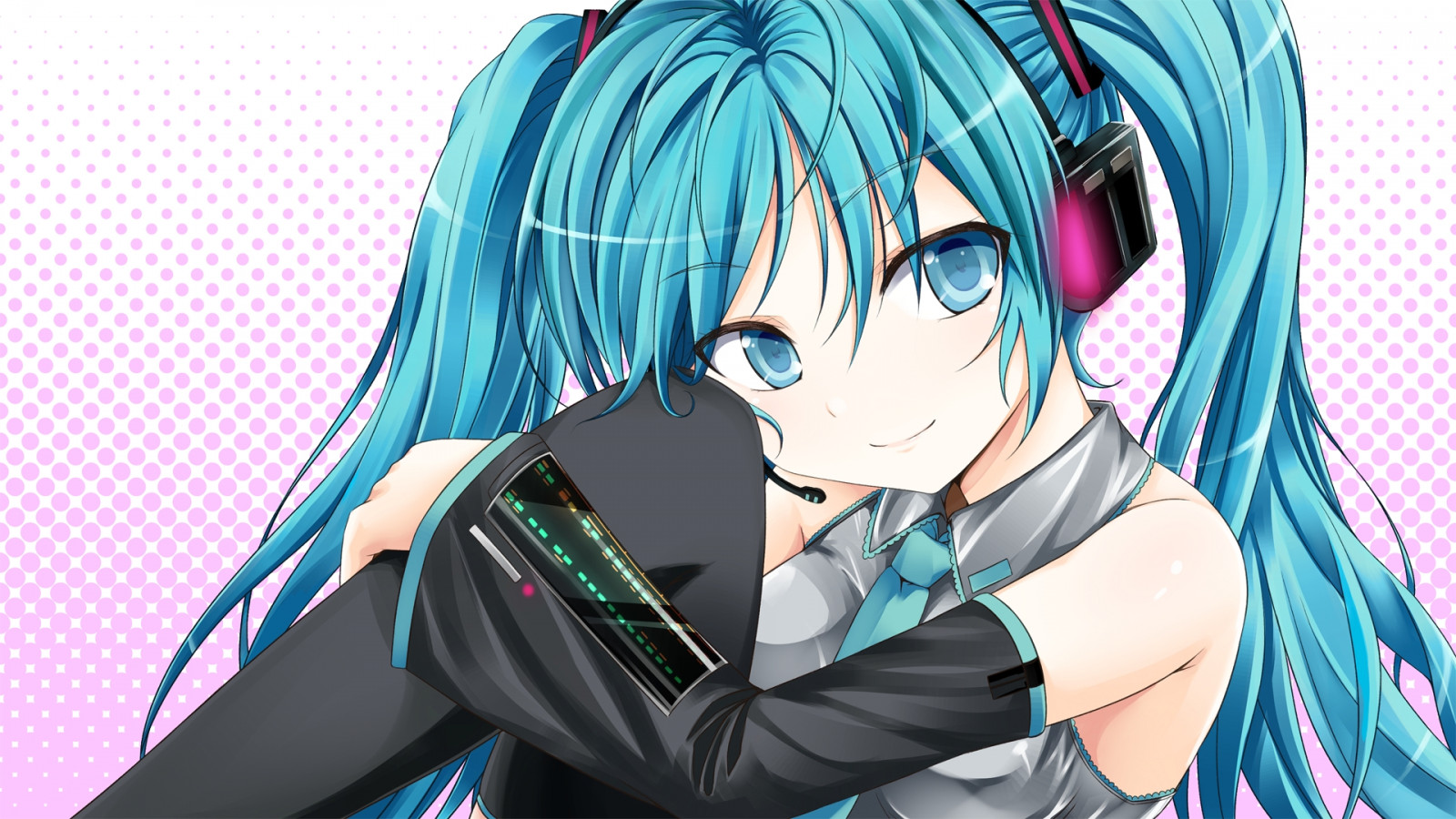 ilustrace, anime, umělecká díla, černé vlasy, Vocaloid, Hatsune Miku, dívka, usměj se, póza, mangaka