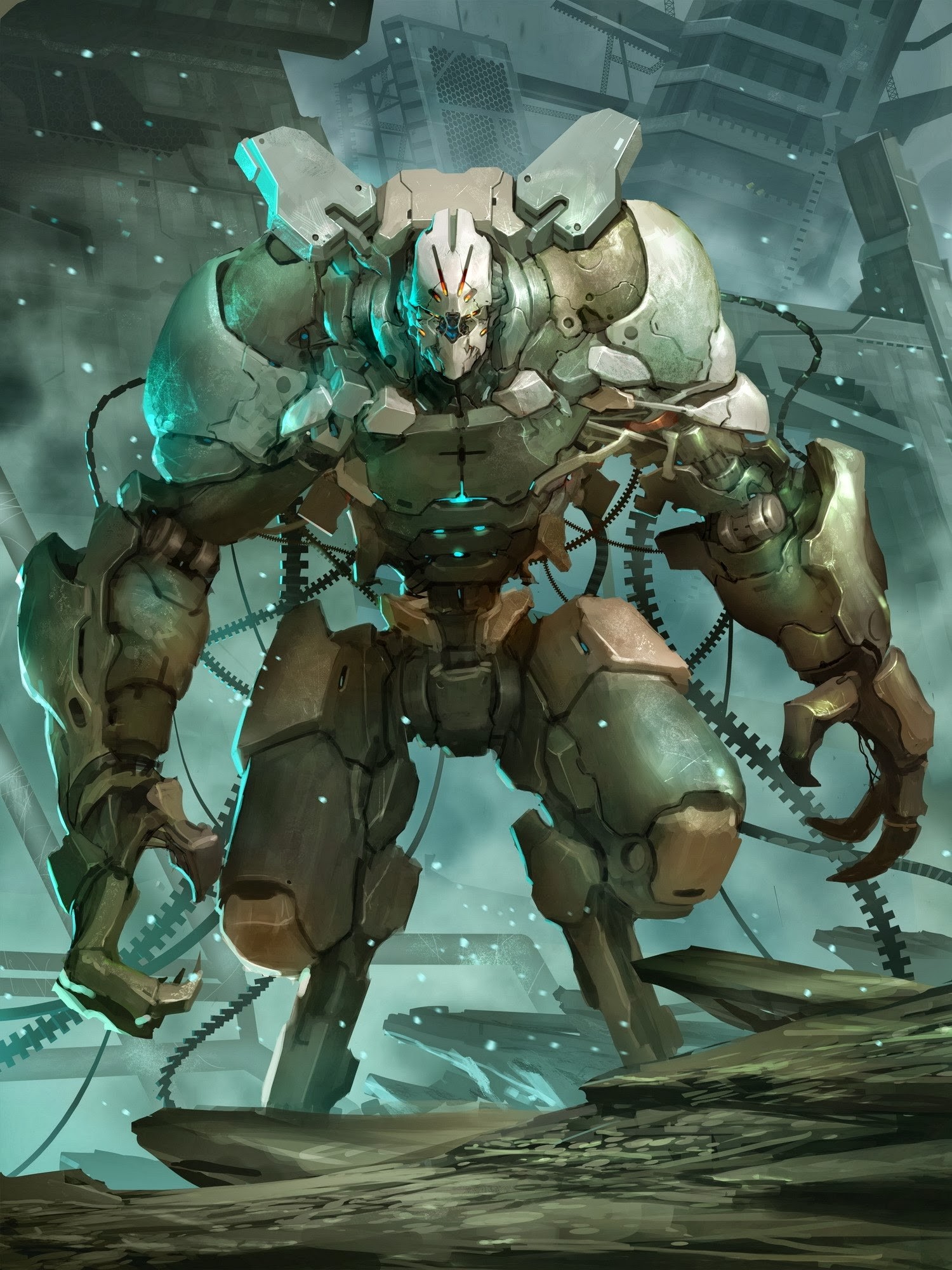 digitální umění, robot, sci-fi, stroj, mytologie, Reza Ilyasa, Snímek obrazovky, mecha