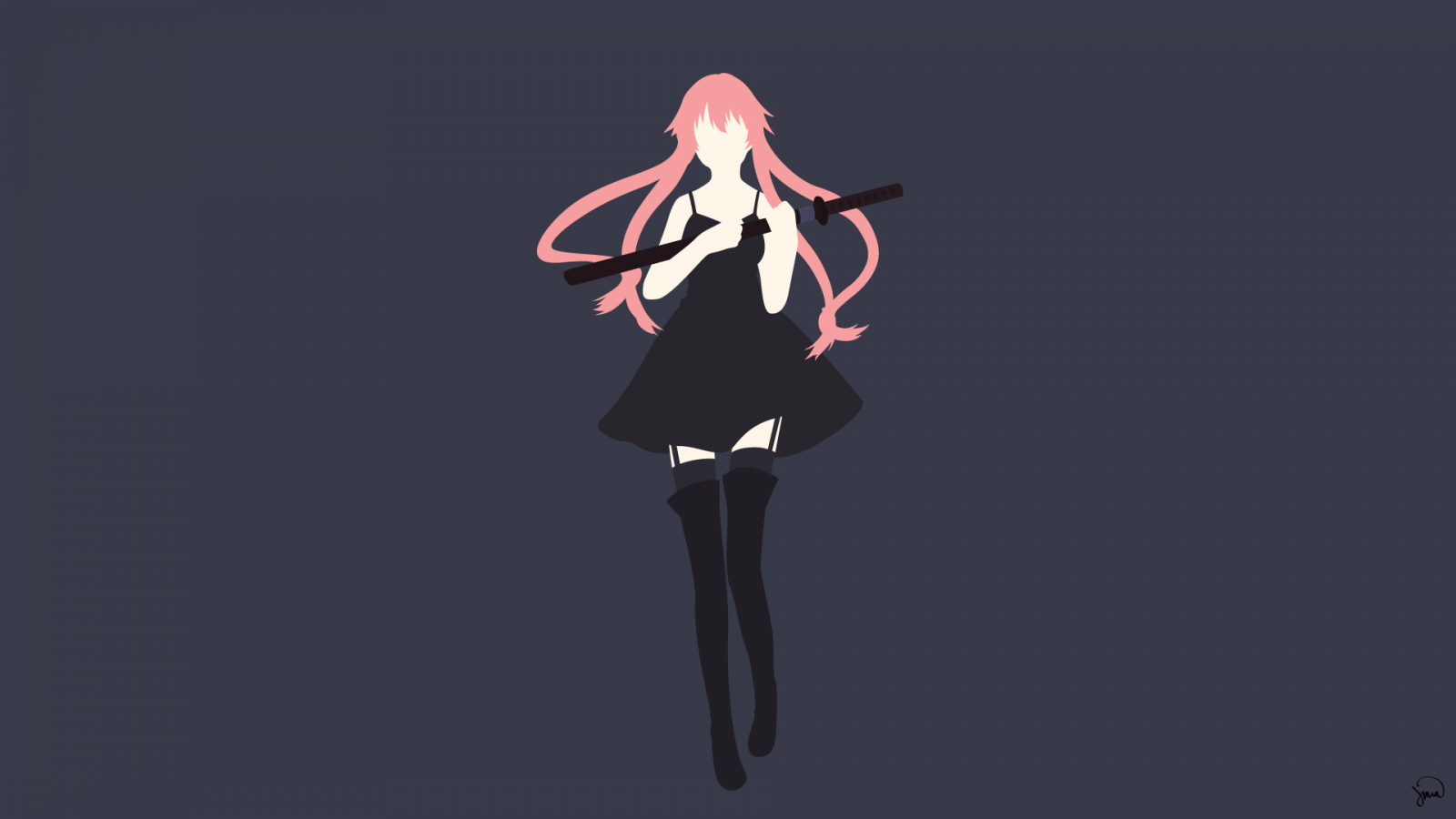 ilustrace, anime, minimalismus, kreslená pohádka, Mirai Nikki, Gasai Yuno