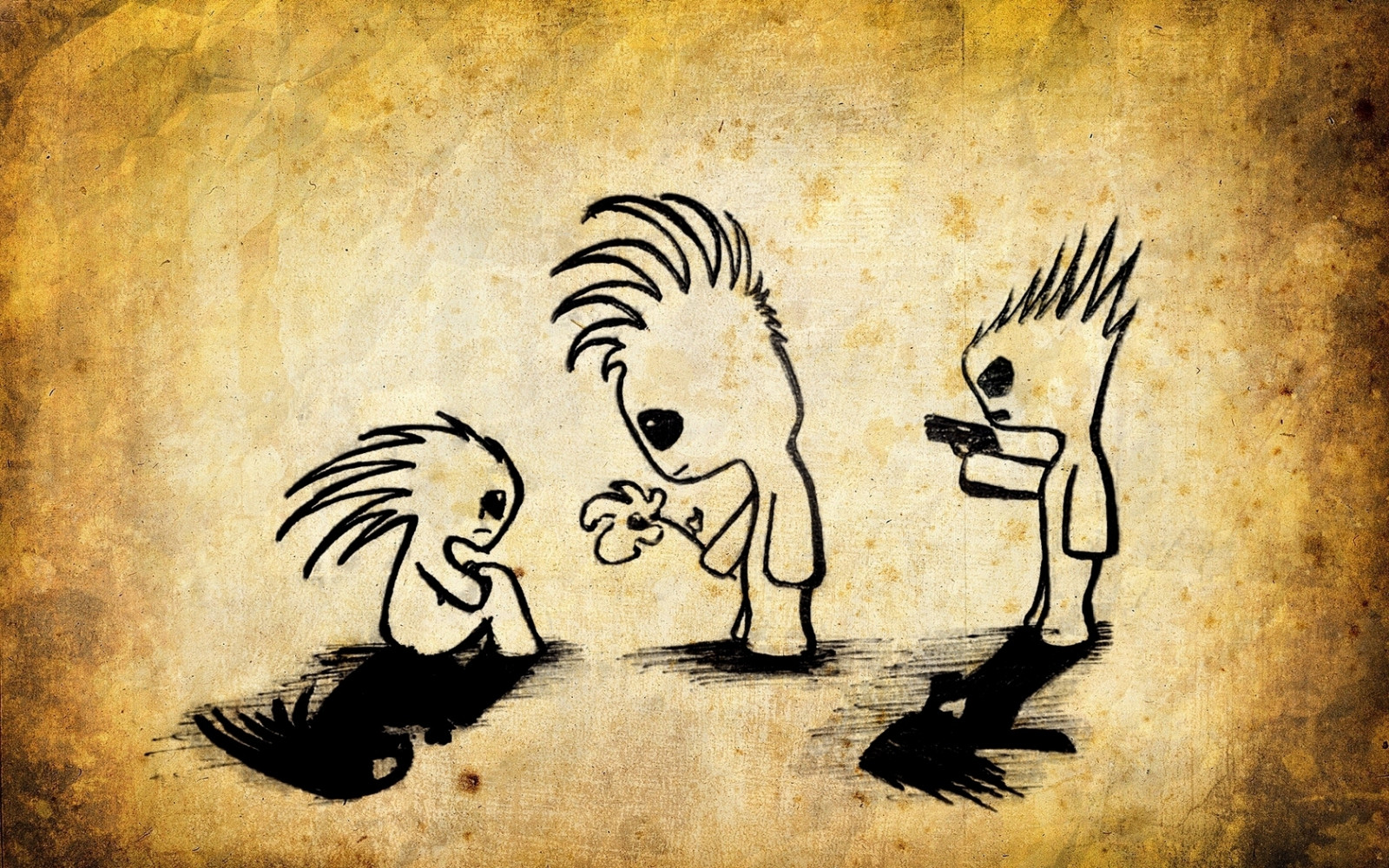 kresby, starý papír, kreslená pohádka, minimalismus, milovat