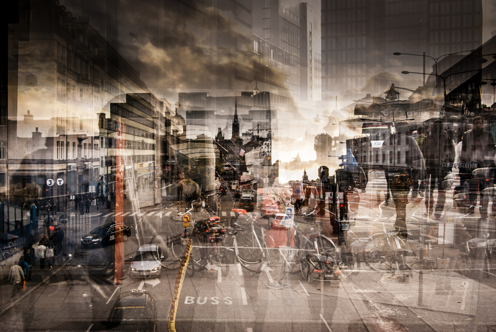 lidé, město, ulice, panoráma města, městský, budova, odraz, doubleexposure, Stockholm, Švédsko, metropole, Chaos, barva, centrum, streetphotography, urban area, STHLM, multiexposure, Norrmalm