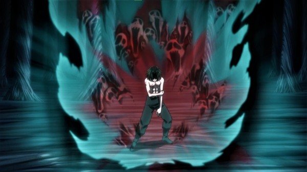 Hunter x Hunter,anime,blue,Feitan,shirtless,red