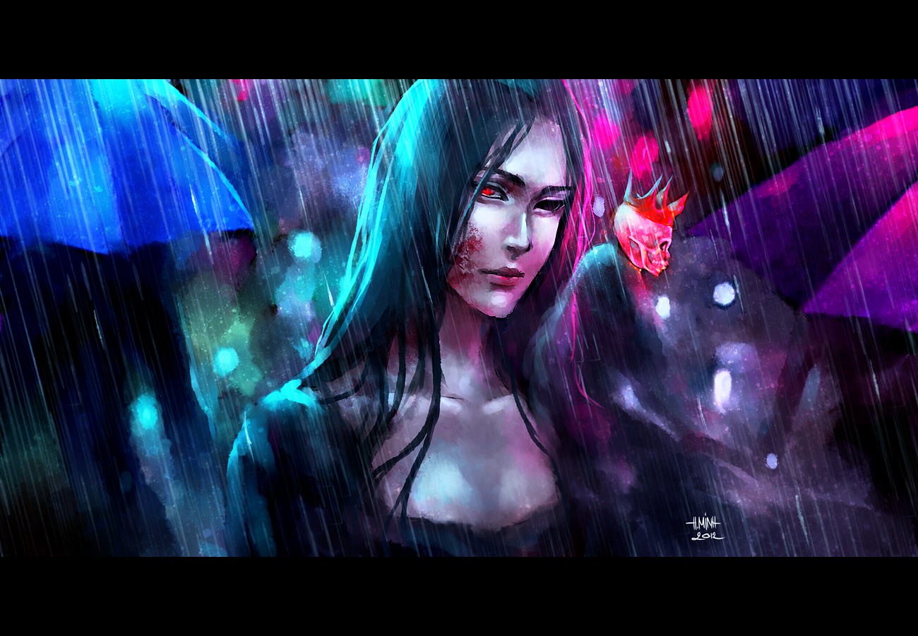 fantasy umění, fantasy dívky, umělecká díla, lebka, NanFe, půlnoc, tma, Snímek obrazovky, počítač tapeta, fiktivní postava, zvláštní efekty