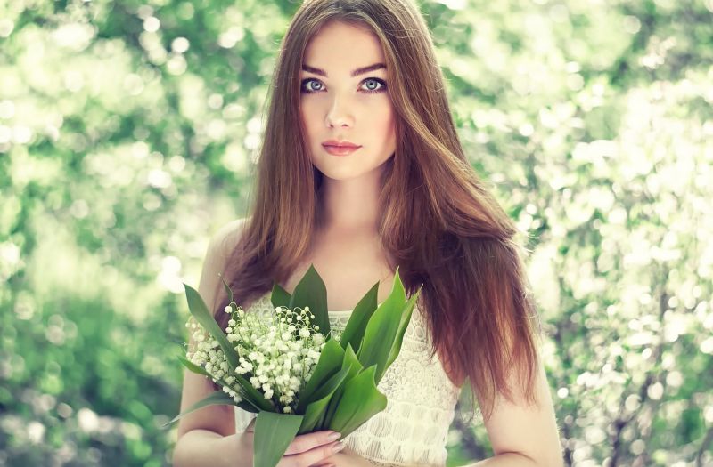 ženy, model, portrét, dlouhé vlasy, slunečnímu záření, květiny ženy, model, portrét, dlouhé vlasy, slunečnímu záření, květiny