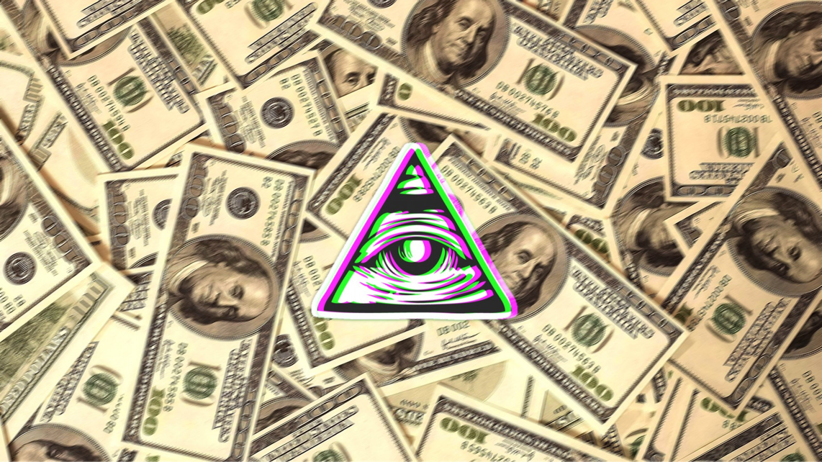 arta digitala, ochi, Illuminati, dolari, bani, valută, dolar, bani gheata, bani de manipulare