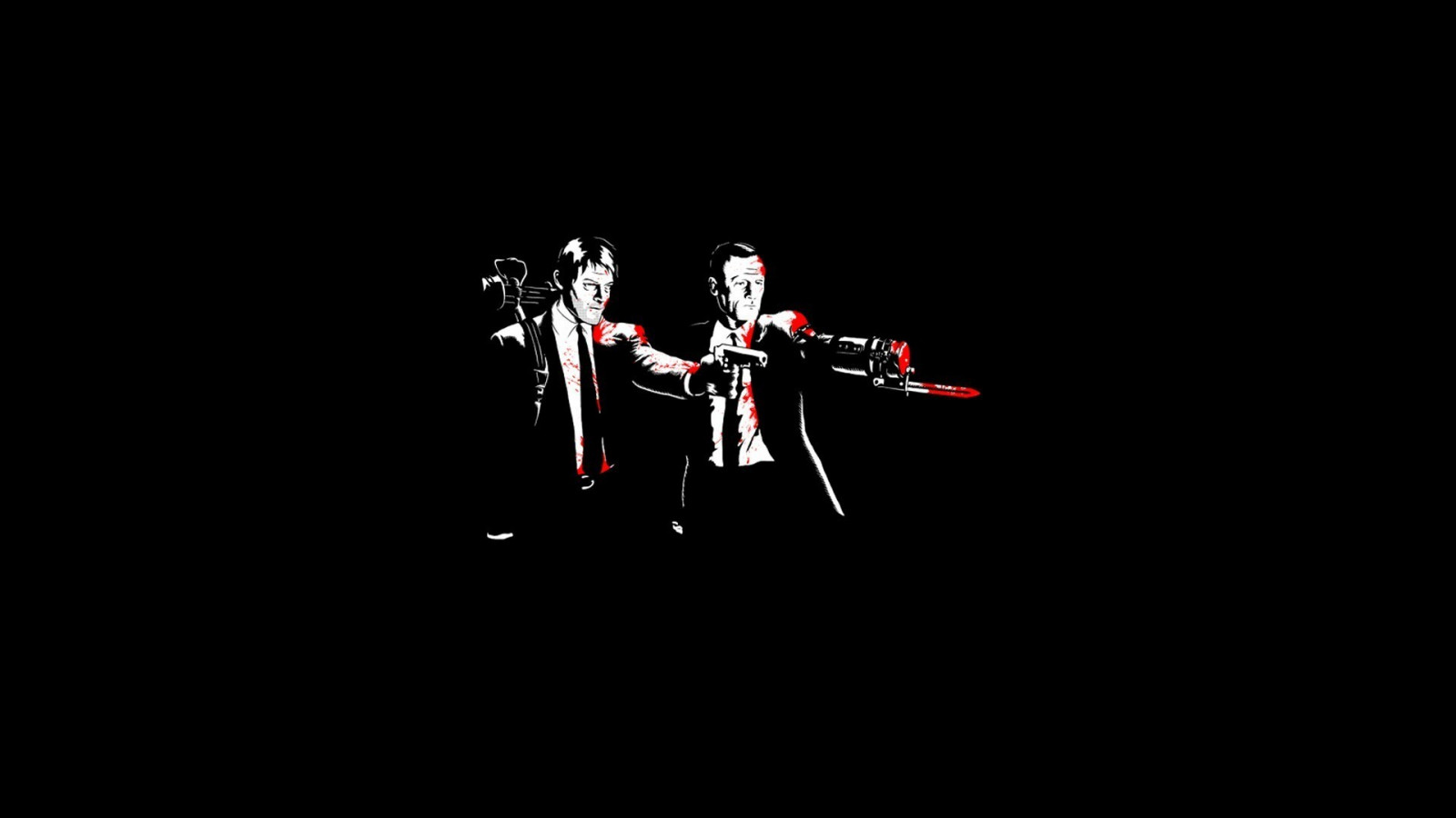 minimalismus, filmy, selektivní barevné, Pulp Fiction, tma, Snímek obrazovky, počítač tapeta