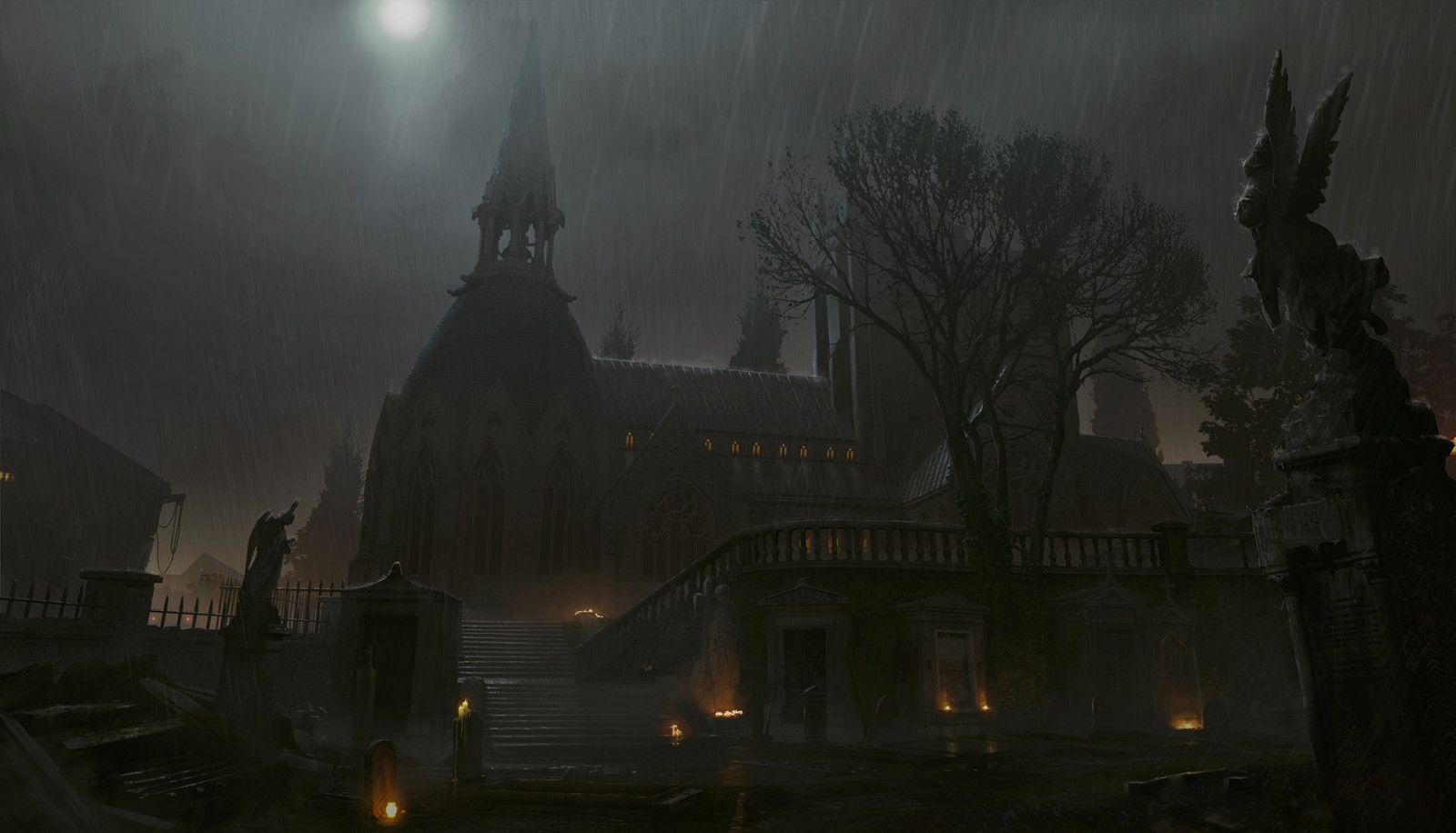 Vampyr, Gotico, Video Game Art, Londra, città, nebbia, buio, Chiesa