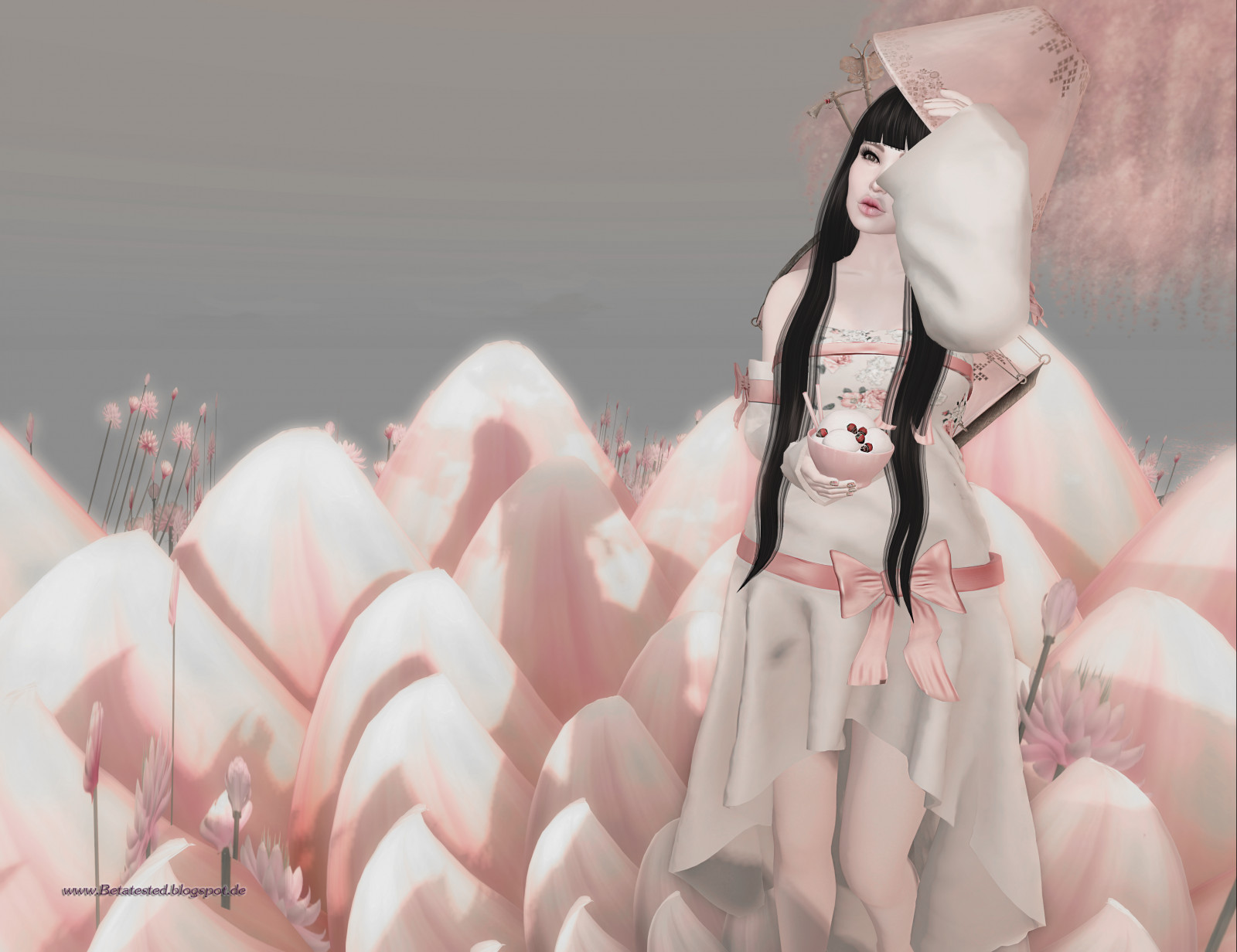 růžový, květ, póza, vlasy, japonský, Asie, kůže, Lotus, avatar, smět, SL, druhý život, zmrzlina, una, nepředvídatelný, vzhled, náladový, Sallie, TFC, ayashi, vyvstat, maitreya, signaturepose, catwa, thefantasycollective