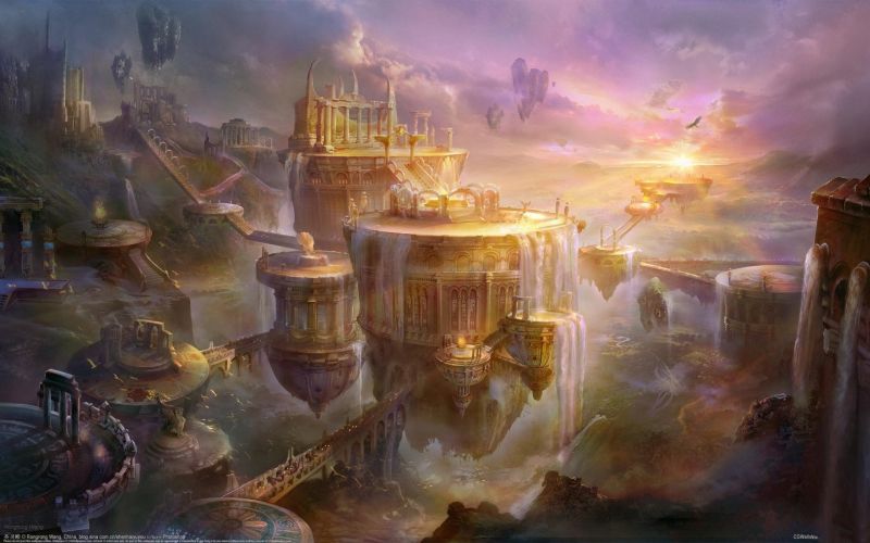 1920x1200 px, UMĚNÍ, hrad, města, fantazie, ostrov 1920x1200 px, UMĚNÍ, hrad, města, fantazie, ostrov
