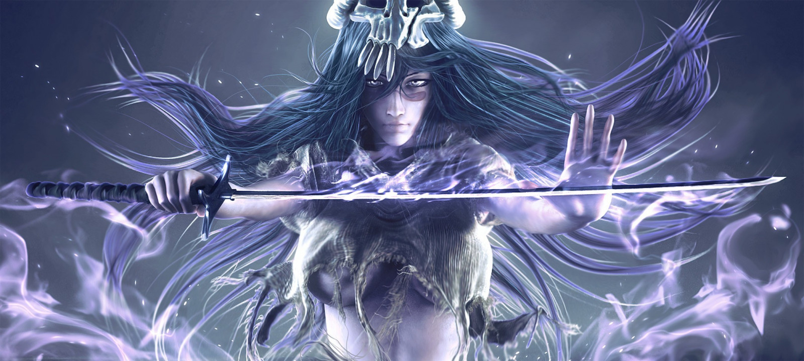 ilustrace, anime, anime dívky, meč, démon, Bělidlo, mytologie, Espada, Nelliel Tu Odelschwanck, křídlo, Snímek obrazovky, počítač tapeta, fiktivní postava