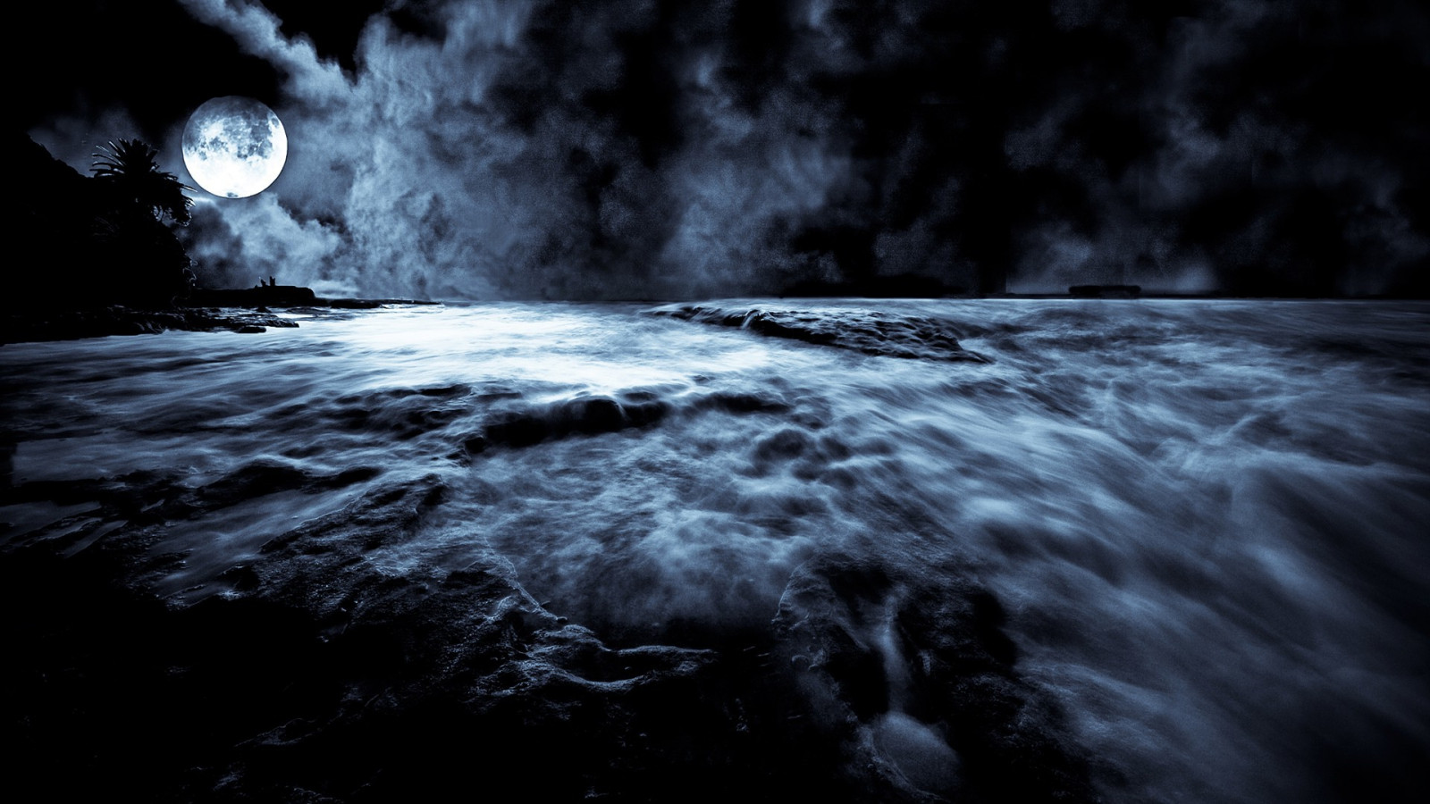 Sonnenlicht, einfarbig, Meer, Nacht-, Wasser, Natur, Betrachtung, Himmel, Wolken, Erde, Mond, Mondlicht, Atmosphäre, Licht, Wolke, Welle, Dunkelheit, 1920x1080 px, Atmosphärisches Phänomen, Schwarz und weiß, Monochrome fotografie, Weltraum, Astronomisches Objekt, Windwelle