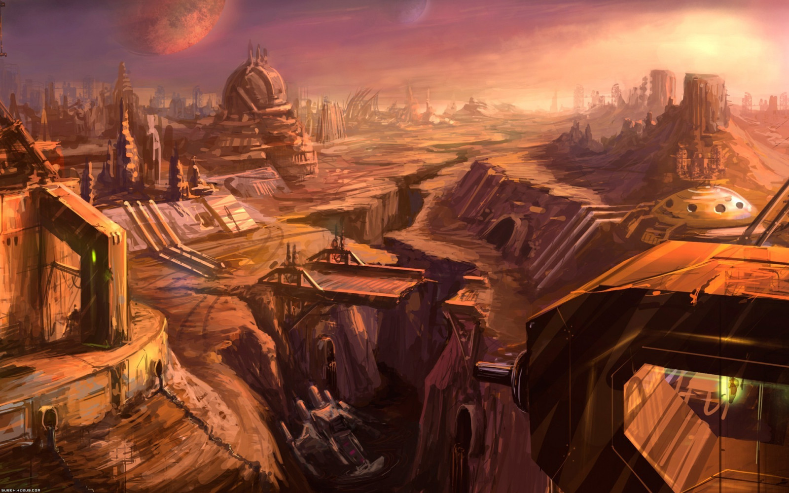 Wallpaper ruin, evening, science fiction, Terrain, screenshot