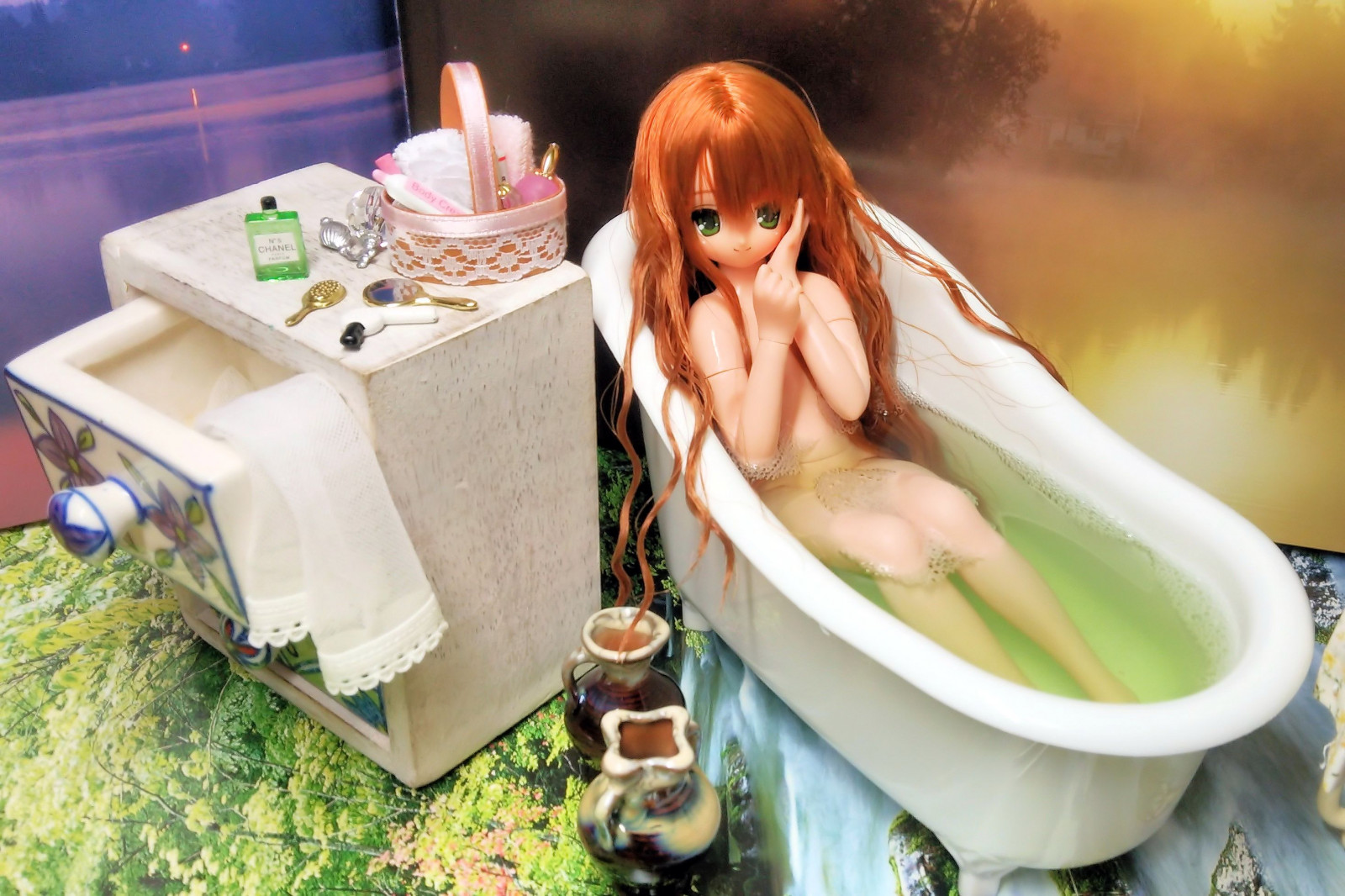 koupelna, fotografování, panenka, výročí, prasknutí, dar, současnost, dárek, vana, čas na koupání, Koron, Sept29, azon, pureneemo, Excute, Ex roztomilé, Kumasankoron