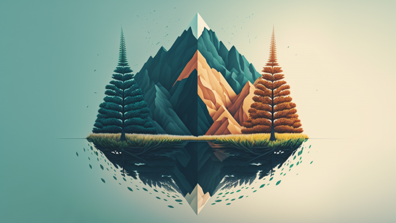 ai art, minimalismo, natureza, montanhas, Fundo simples