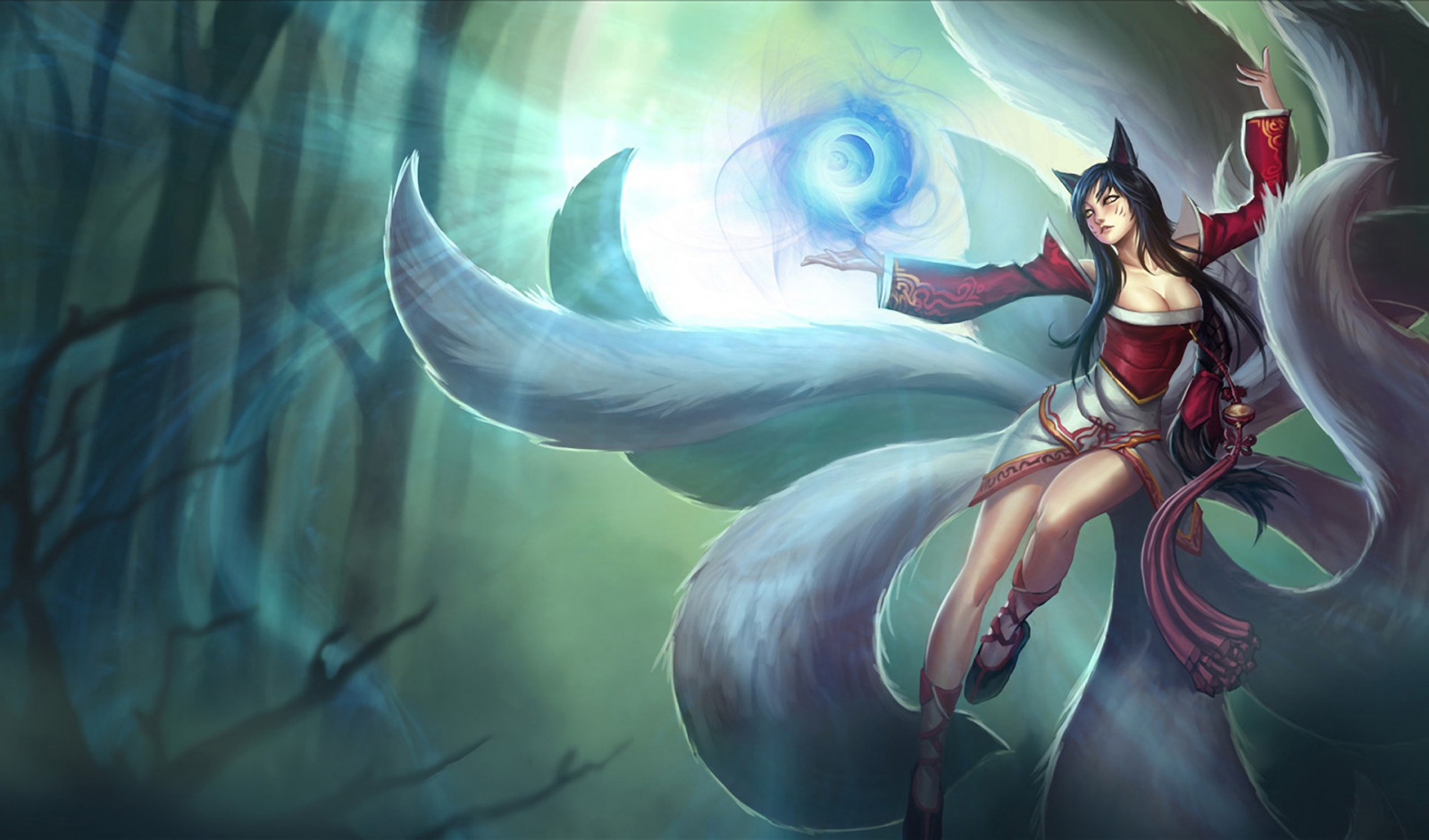 ilustrace, anime, League of Legends, Ahri, mytologie, Snímek obrazovky, počítač tapeta, fiktivní postava
