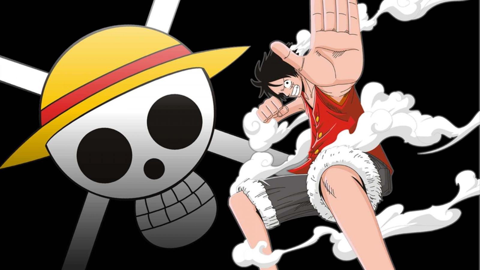 illustration, anime, tegneserie, Et stykke, Monkey D. Ruffy, bold, Jolly Roger, spiller