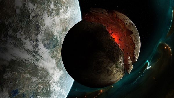 planet,space,Earth,render,reflection,stars