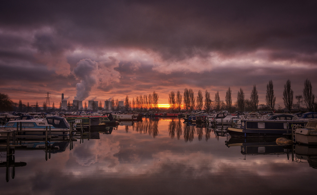 Sawleymarina, Sawley, Leicestershire, Marina, odrazy, lodě, bárky, ratcliffeonsoarpowerstation, elektrárna, náladový, svítání, poplartrees, nikond7000, nikon18105mm