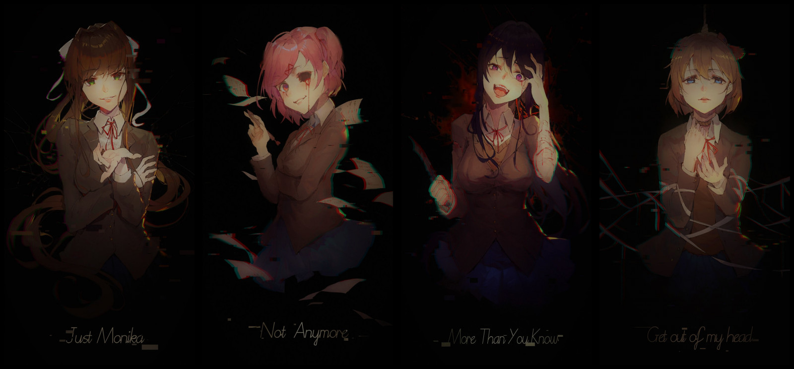 Doki Doki Literature Club, Monika Doki Doki Literature Club, Yuri Doki Doki Literature Club, Natsuki Doki Doki Literature Club, Sayori Doki Doki Literature Club