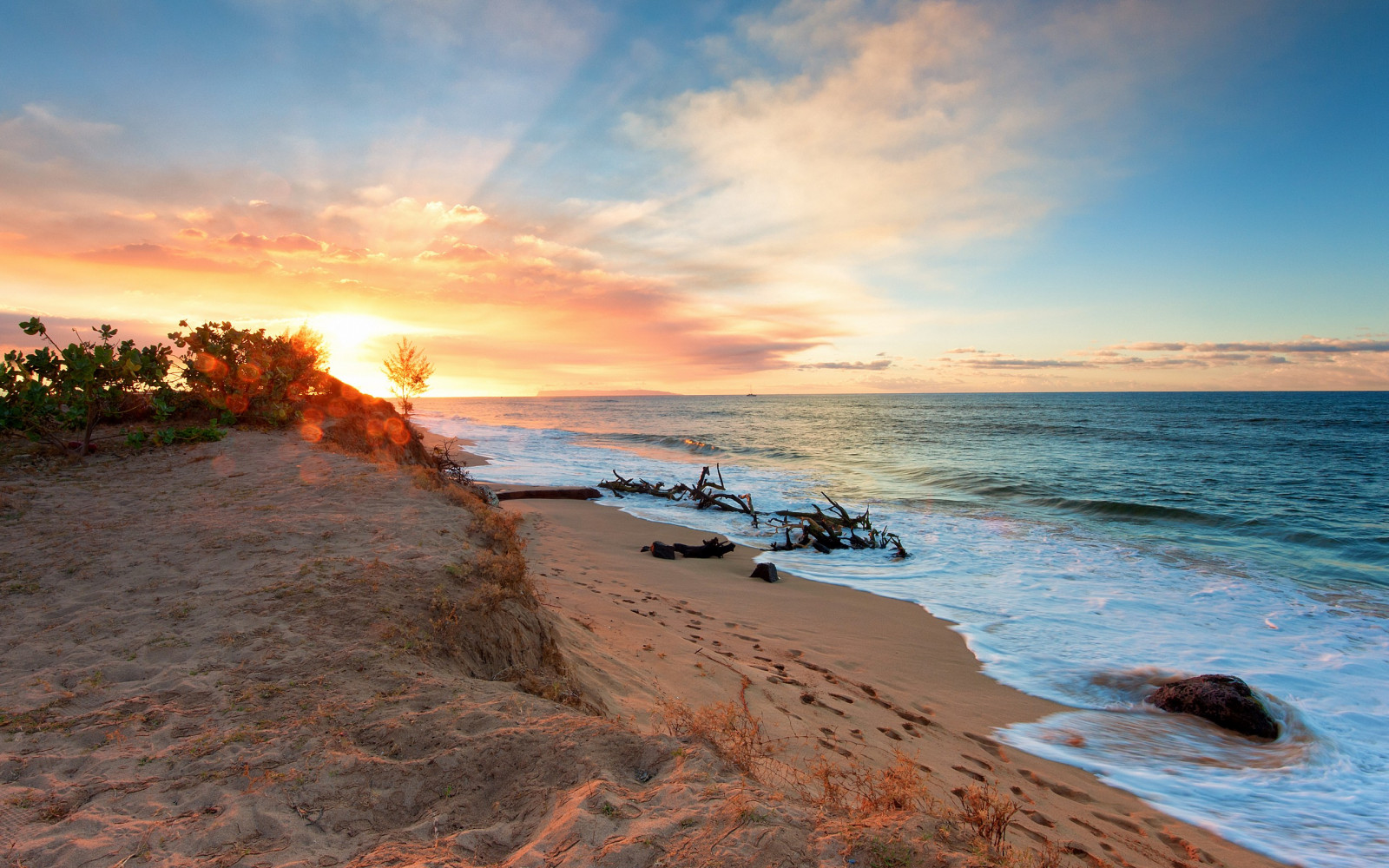 2560x1600 px, Strand, Natur, Meer, Himmel, Sonnenuntergang