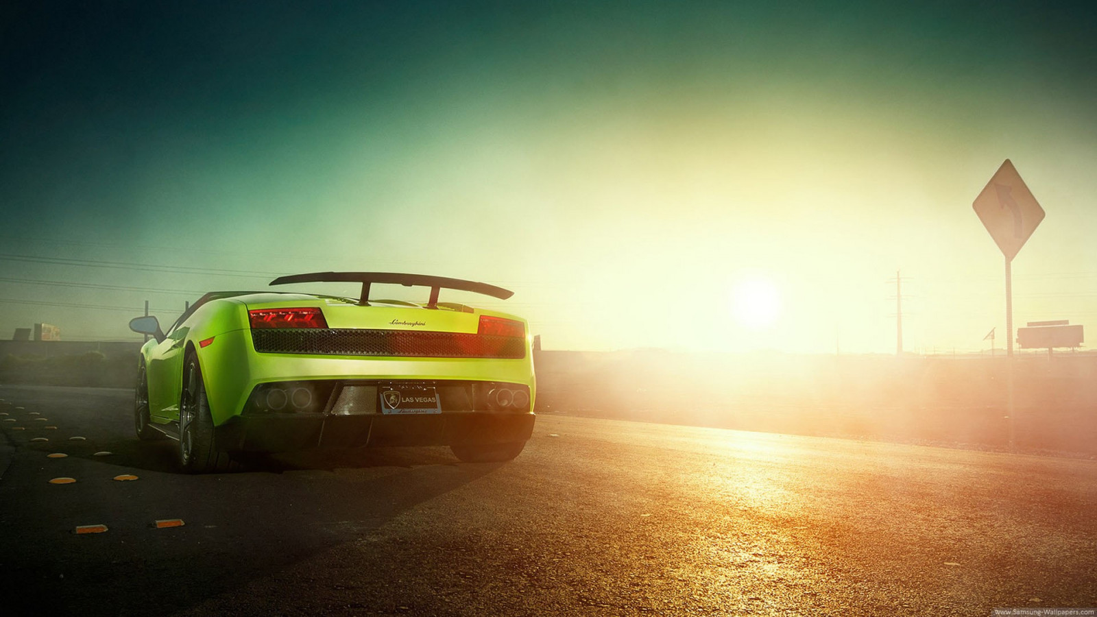 Wallpaper sunset, night, car, vehicle, morning, green