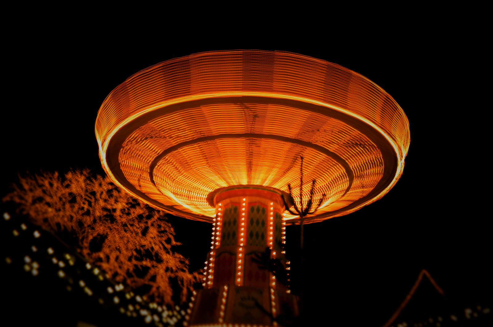 Wallpaper lights, night, reflection, symmetry, ferris wheel, circle