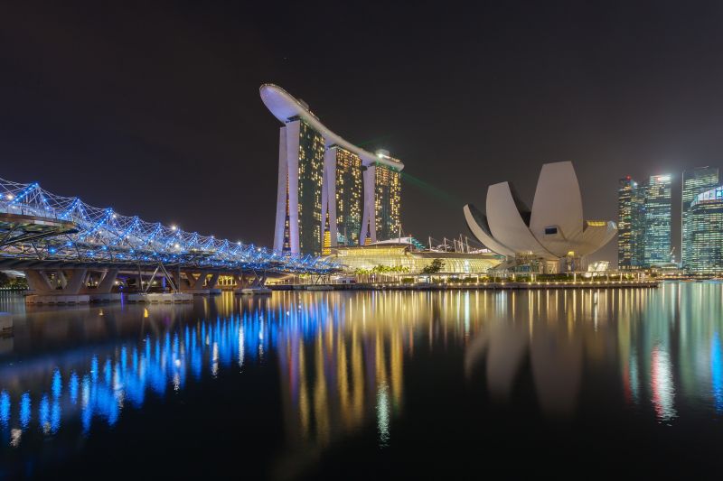 การสะท้อน, cityscape, น้ำ, สถานที่สำคัญ, เมือง, กลางคืน