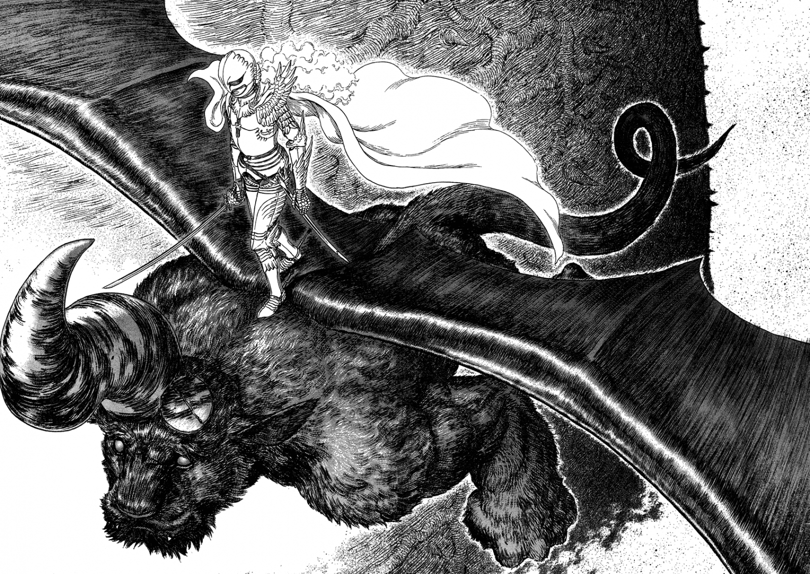 výkres, ilustrace, černobílý, kreslená pohádka, Šílený, sochařství, Kentaro Miura, Zodd, Griffith, skica, roh, Černý a bílý, monochromatické fotografování, chrlič