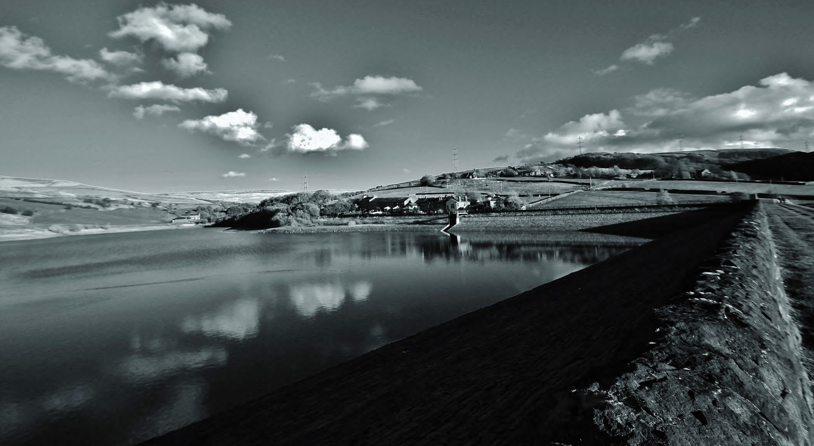 Wallpaper England, sky, bw, water, monochrome, clouds, Canon