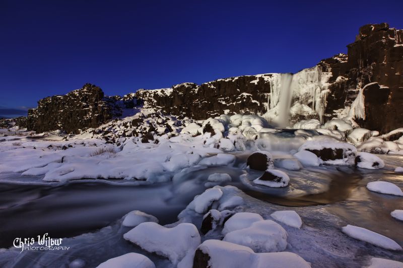 park, zima, voda, sníh, dlouho, vodopád