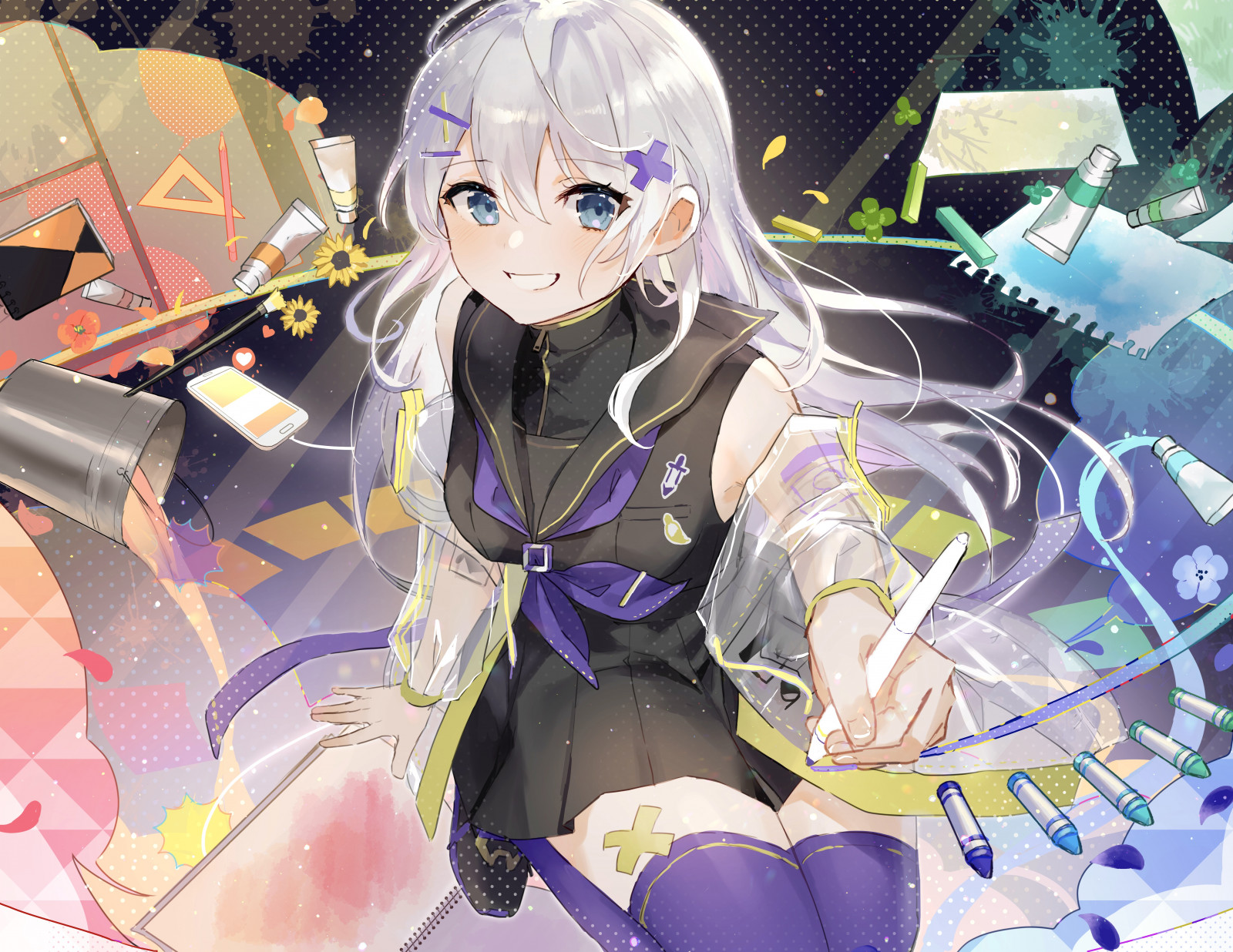 kreslená pohádka, nachový, čára, fialový, černé vlasy, UMĚNÍ, cg artwork, prostor, dlouhé vlasy, grafika, petrolejově modrá, fiktivní postava, ilustrace, grafický design, Animated cartoon, anime, hime cut, beletrie, animace, výkres, vzor, klín, sedící, visual arts