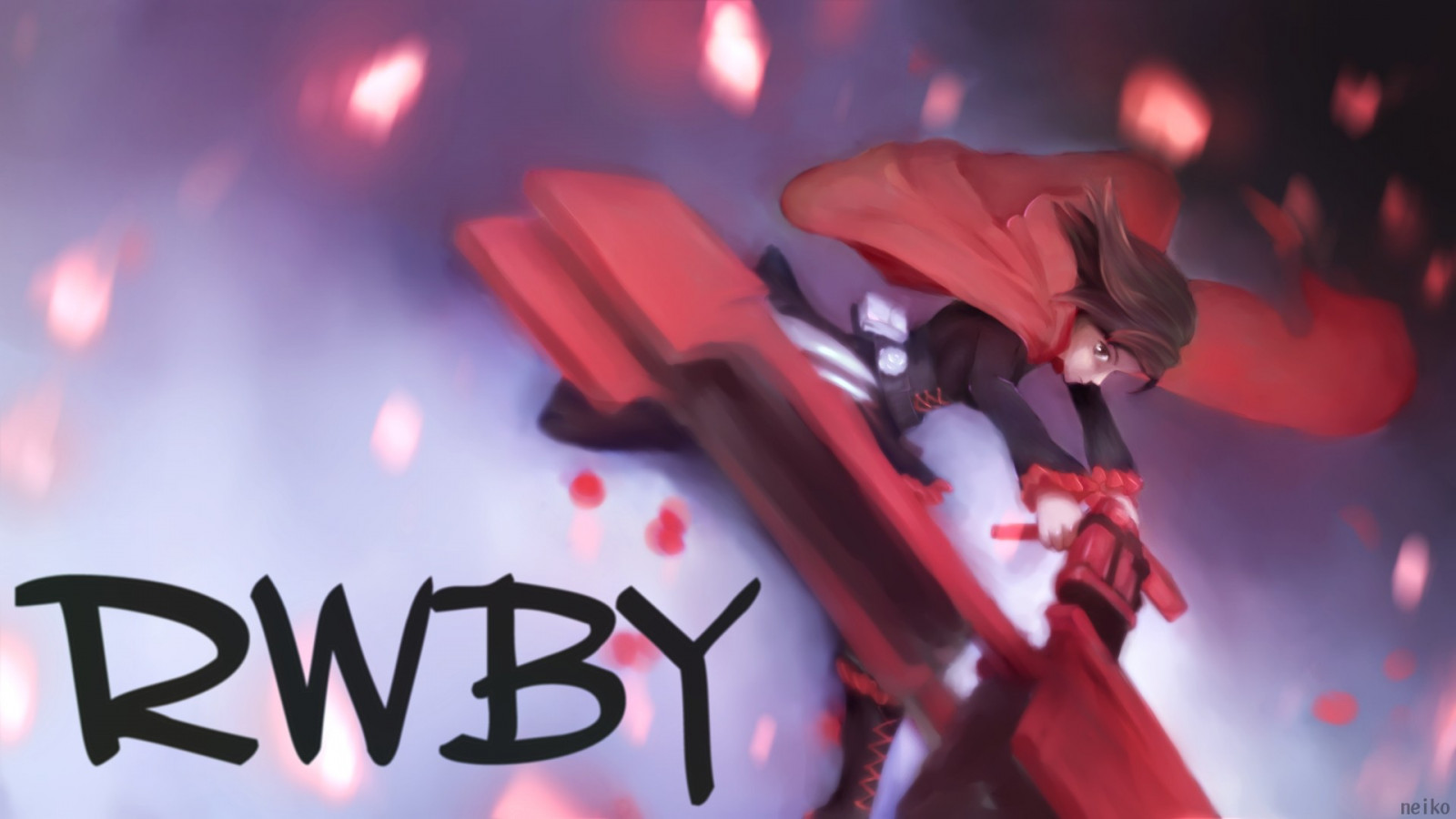 anime, Červené, RWBY, Ruby Rose charakter, barva, představení, Snímek obrazovky