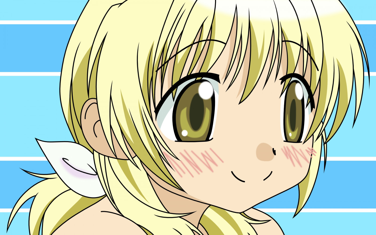 ilustrace, anime, umělecká díla, kreslená pohádka, ofina, pusa, Hidamari Sketch, roztomilý, dívka, blond, mangaka, Miyako