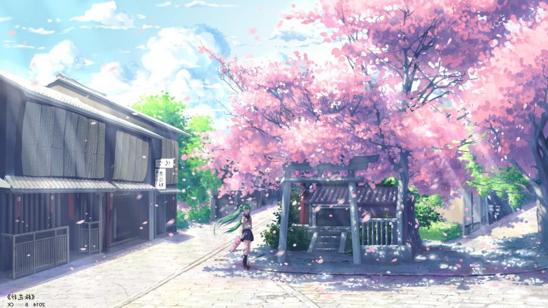 anime, τοπίο, ουρανός, χειμώνας, κλαδί, σπίτι anime, τοπίο, ουρανός, χειμώνας, κλαδί, σπίτι
