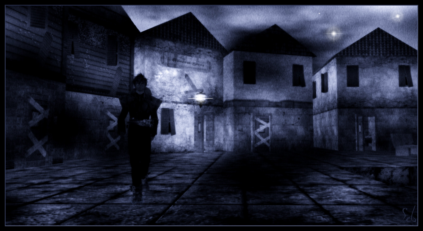 černobílý, déšť, nachový, symetrie, GIMP, půlnoc, světlo, tma, SL, druhý život, obraz, Snímek obrazovky, počítač tapeta, Černý a bílý, monochromatické fotografování, Film noir, fiktivní postava, sebcaenulysses, octobercounty