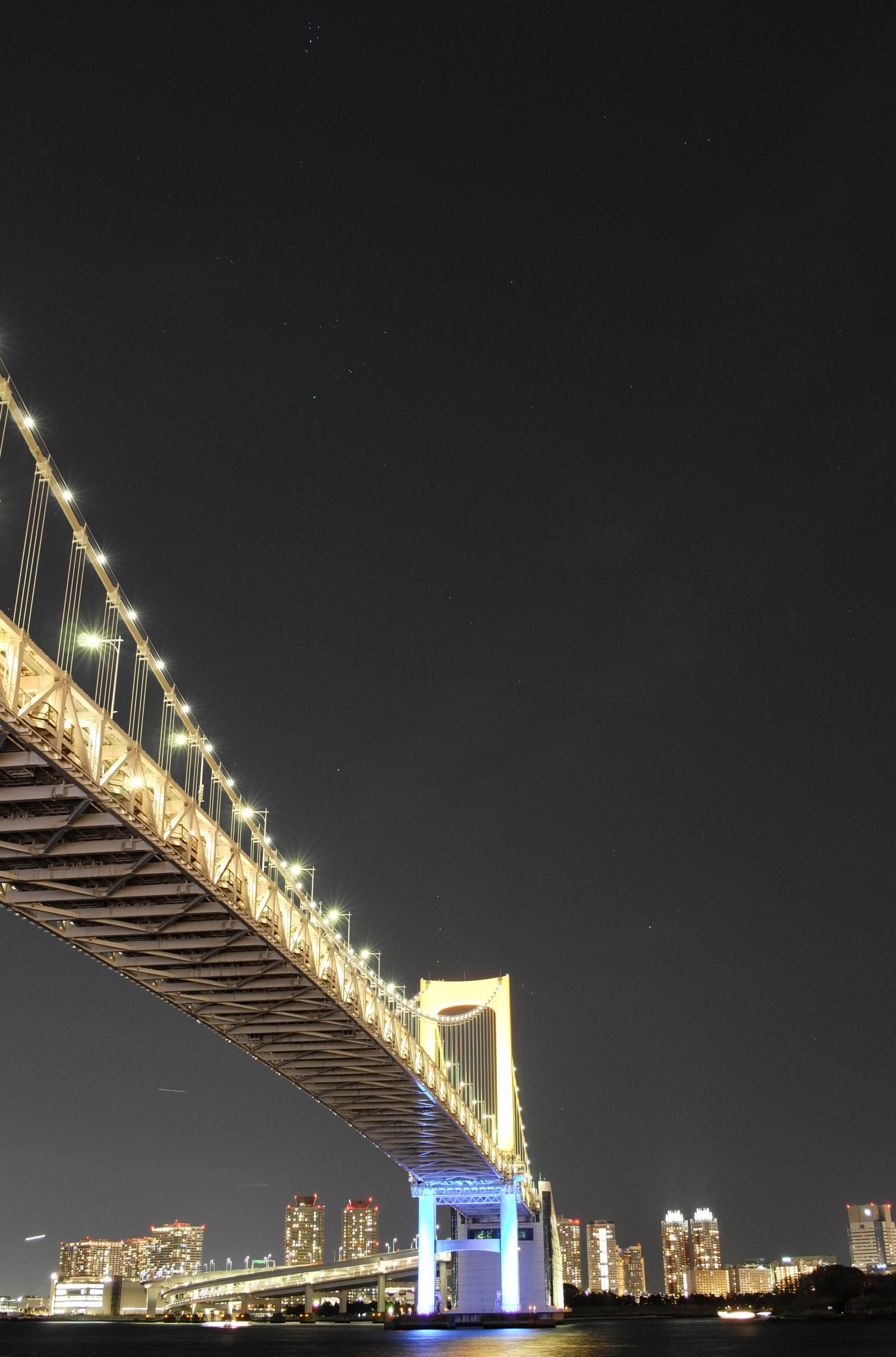 Japonsko, panoráma města, noc, architektura, odraz, panoráma, mrakodrap, věž, most, soumrak, stadión, Leica, Tokio, jp, světlo, osvětlené, osvětlení, T, mezník, duhový most, tokyobay, leicat, summicront235, Summicron, t235