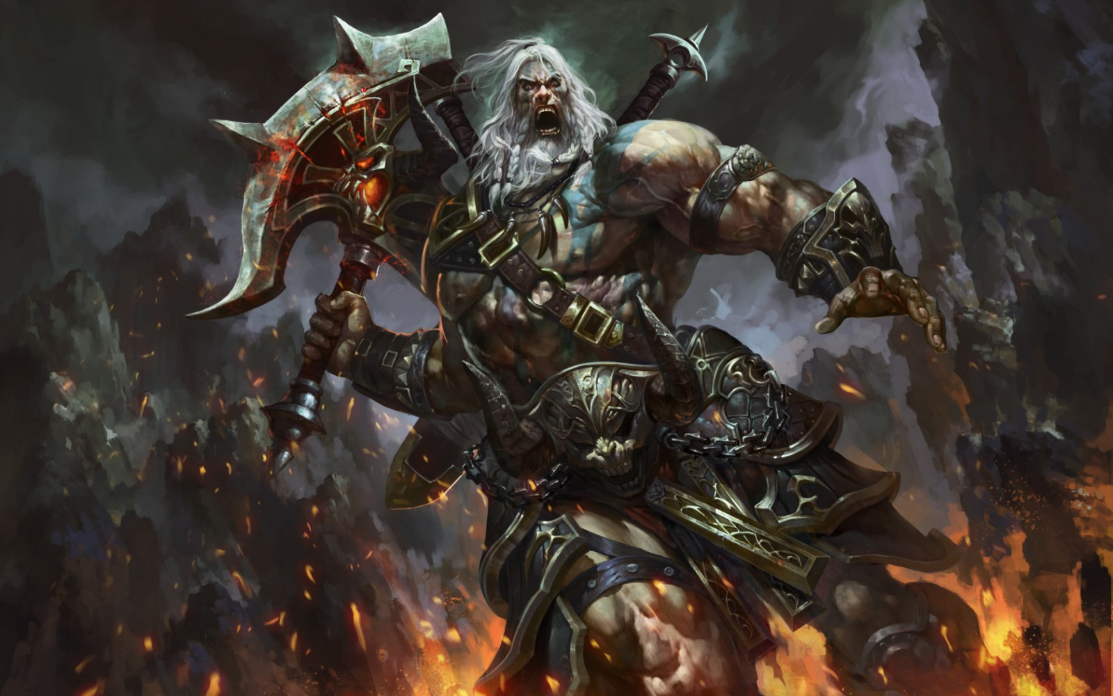 oči, oheň, brnění, bojovník, zbraně, mytologie, Barbar, Snímek obrazovky, válečný magnát, plakat, mecha, počítač tapeta, fiktivní postava, diablo 3