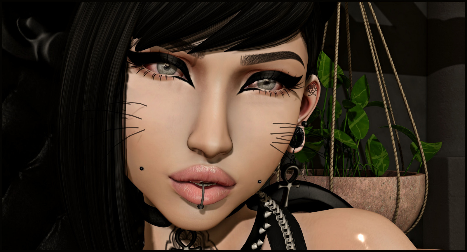 tvář, Černá, ženy, model, portrét, temný, brýle, fotografování, tetování, móda, spodní prádlo, obojky, kůže, oblečení, hlava, Koťátko, Birdy, řemínek, Gabriel, dívka, krása, oko, dáma, kotě, ženský, sexy, přípitek, SL, SUB, inworld, druhý život, blog, catwa, suicidedollz, polykat, vyvstat, chapterfour, leforme, piercing, BBG, fantasygachacarnival, aii, hersecretroomsim, cx, neko, ayashi, chemicalprincess, kotic, malá ryba, měkký, onedecor, oubliette, nepravý, tarte, to je špatně, nelaskavost, Warpaint, Lidské tělo, vision care, orgán, goth subkultury