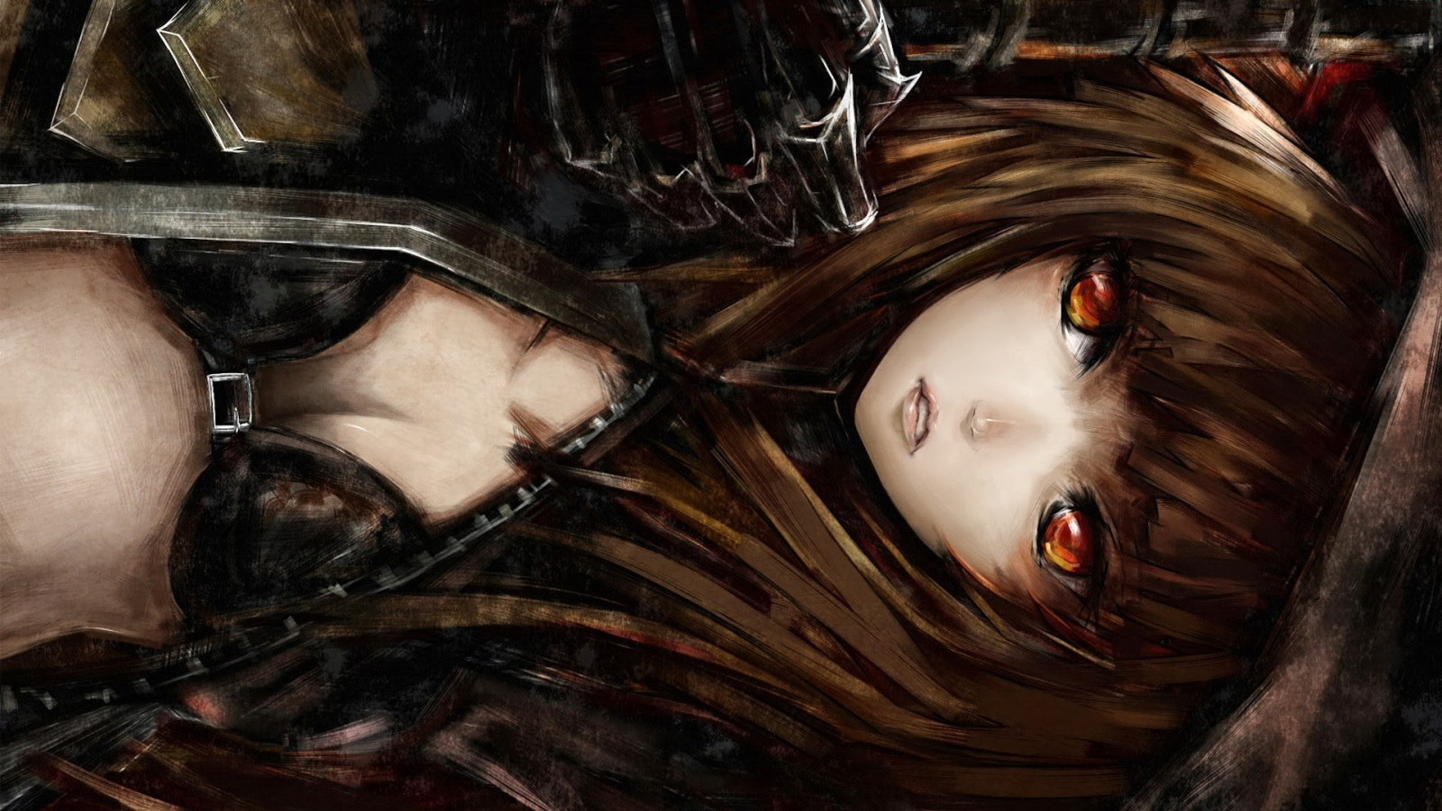 Anime, Anime Mädchen, Spaltung, Black Rock Shooter, Mythologie, Schwarzes Gold Säge, Dunkelheit, Bildschirmfoto, Brust, Frau Krieger