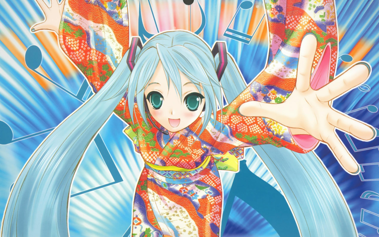 Wallpaper : illustration, hands, anime, Hatsune Miku, girl, smile ...