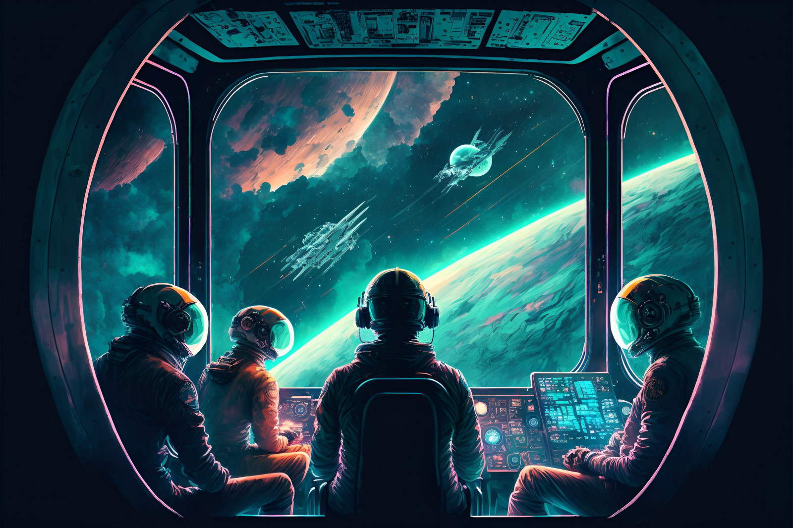 Wallpaper Ai Art Spaceship Planet Earth Earth Orbit Astronaut 