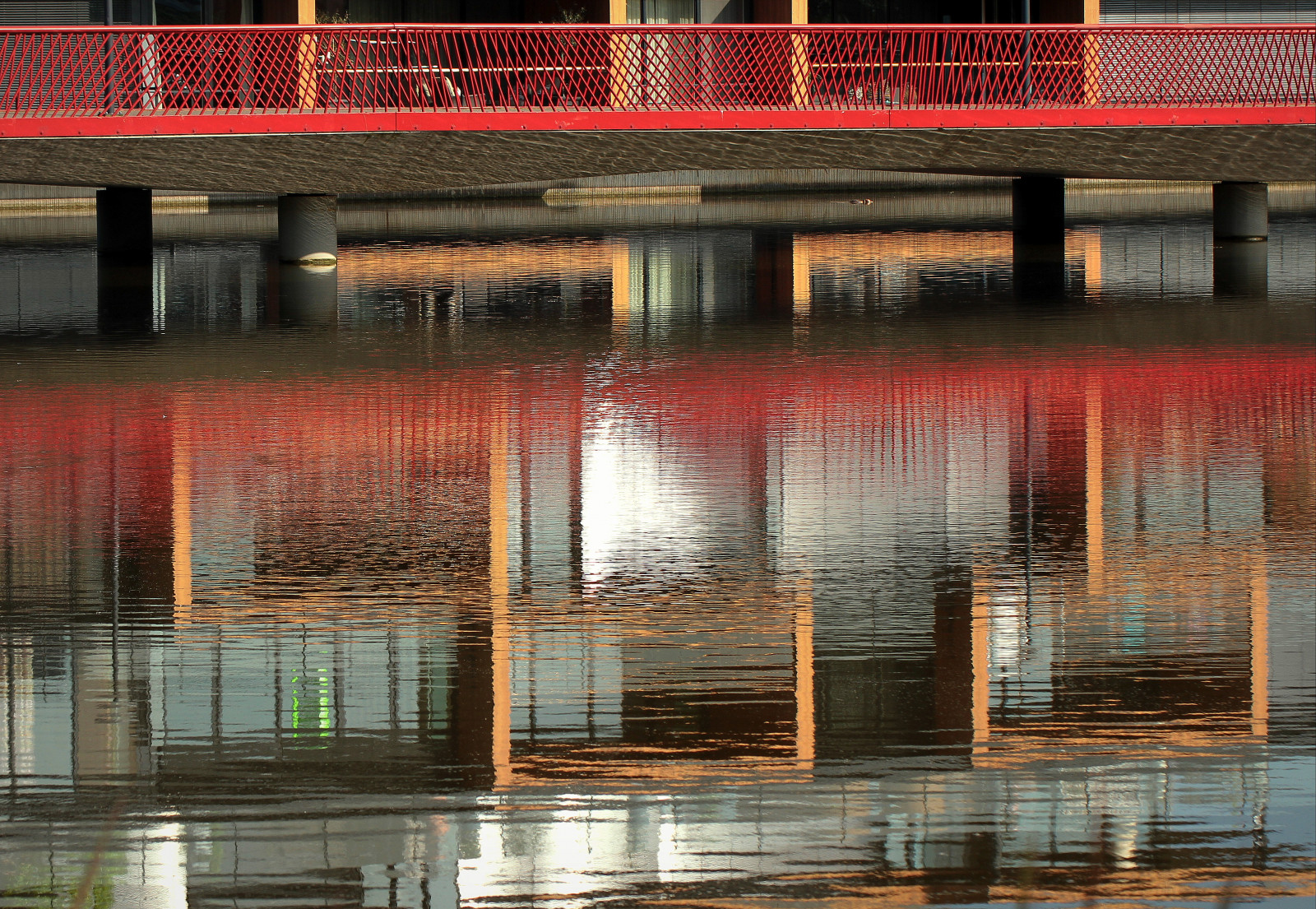 voda, odraz, večer, most, Rotterdam, odrazy, HFF, ploty, urban area, reflecties, brug, hekken, ankieverbeekohrlaan