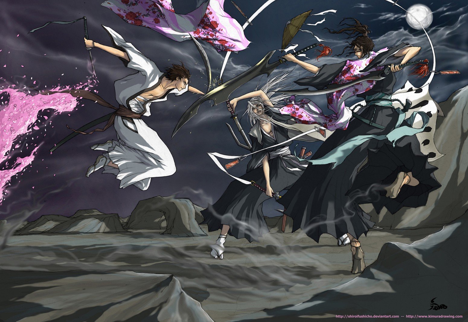 Wallpaper 1550x1067 px, Bleach, fighting, Jushirou Ukitake, Shunsui