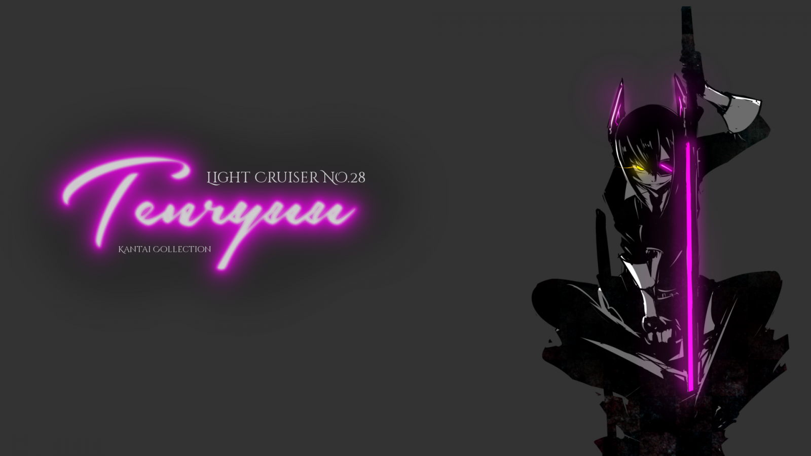 illustration, anime, lilla, Kantai Collection, Tenryuu KanColle, computer tapet, skrifttype