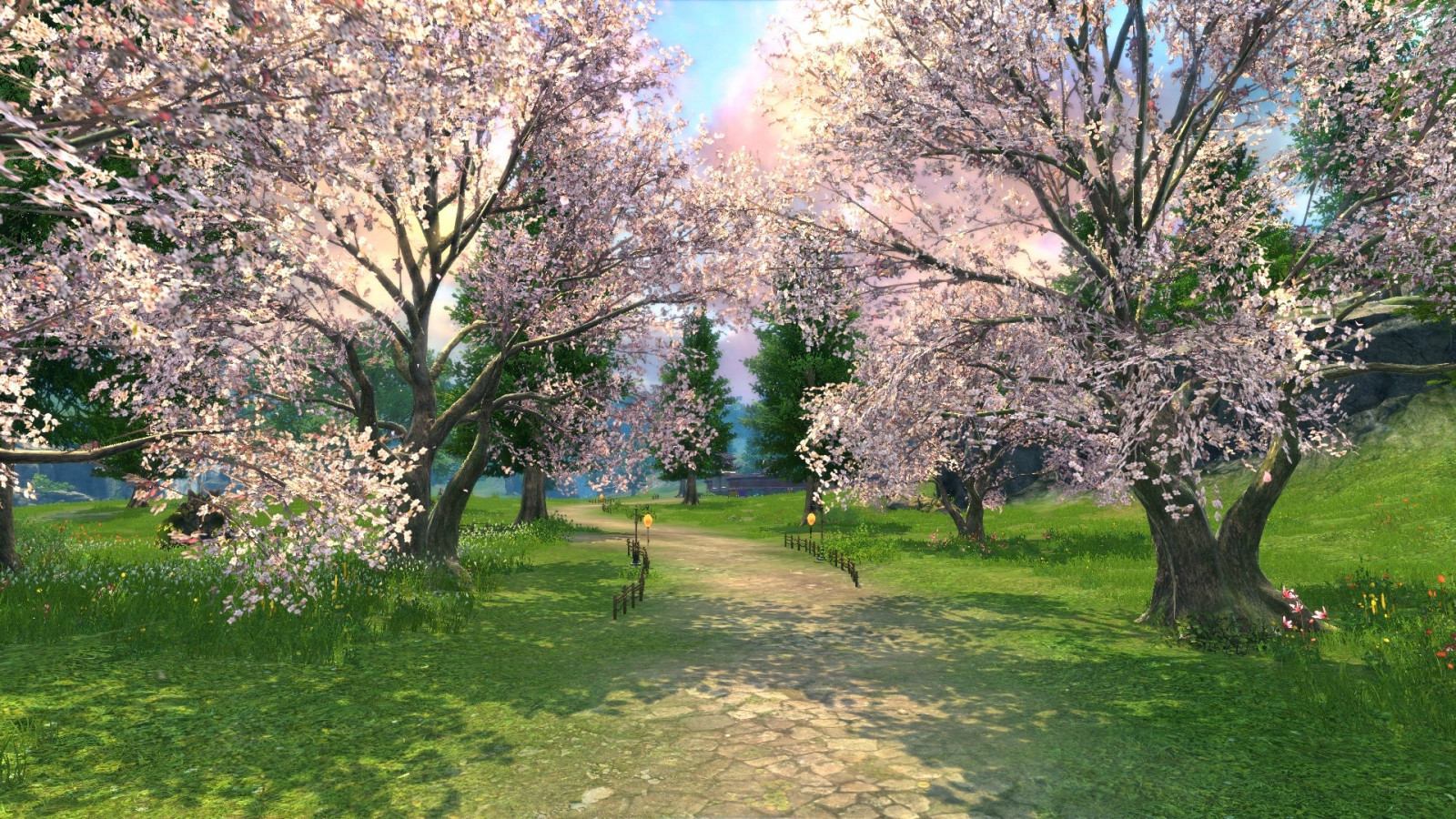 Garten, Ast, Kirschblüte, blühen, Mmorpg, Frühling, Schwert und Seele, Onlinespiele, Baum, Blume, Pflanze, Flora, produzieren, Botanik