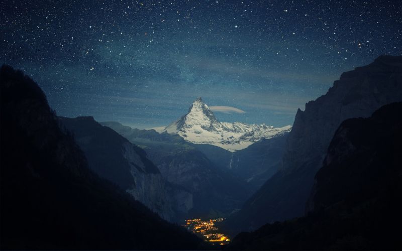 paysage, Montagnes, la nature, Montagne, nuit, obscurité paysage, Montagnes, la nature, Montagne, nuit, obscurité
